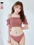 画像4: 【予約 / 6月下旬発送予定】【ビキニ】【水着】シャーリングオフショルビキニ  2点セット [YMT] (4)