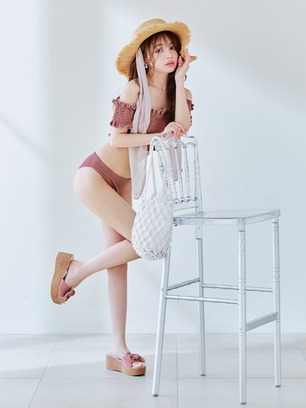 画像21: 【即日発送】【ビキニ】【水着】シャーリングオフショルビキニ  2点セット [YMT] (21)