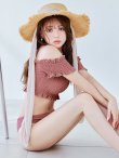 画像23: 【予約 / 6月下旬発送予定】【ビキニ】【水着】シャーリングオフショルビキニ  2点セット [YMT] (23)