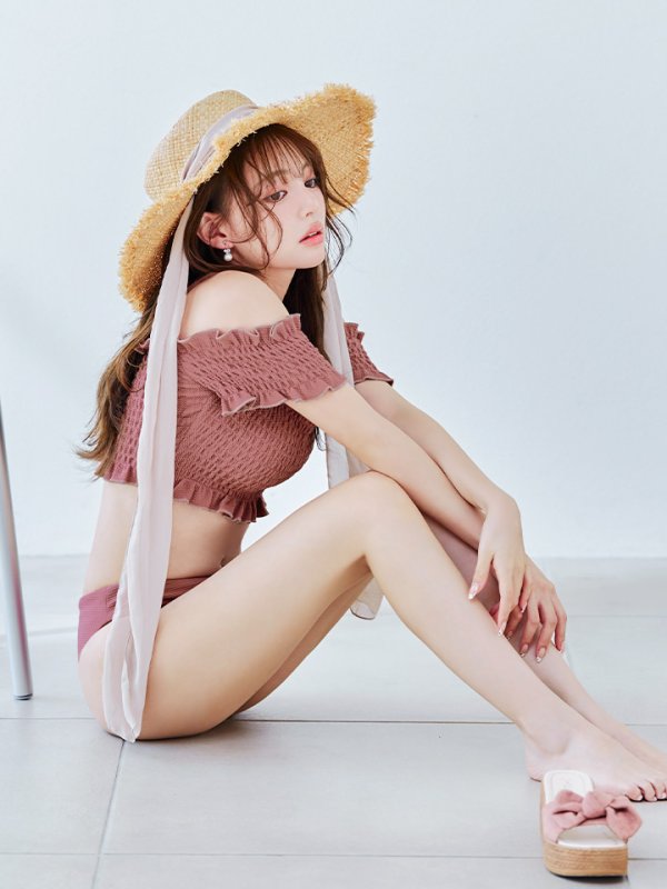 画像11: 【即日発送】【ビキニ】【水着】シャーリングオフショルビキニ  2点セット [YMT] (11)