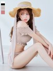 画像1: 【予約 / 6月下旬発送予定】【ビキニ】【水着】シャーリングオフショルビキニ  2点セット [YMT] (1)