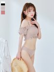 画像2: 【予約 / 6月下旬発送予定】【ビキニ】【水着】シャーリングオフショルビキニ  2点セット [YMT] (2)
