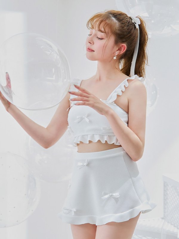 画像9: 【即日発送】【ビキニ】【水着】立体リボンフリルスカートビキニ  3点セット [FB01] (9)