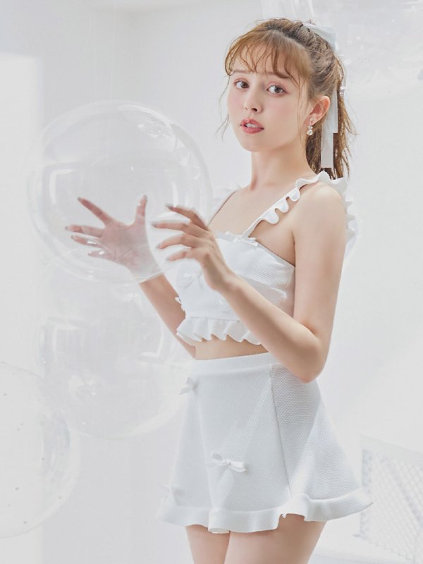 画像10: 【即日発送】【ビキニ】【水着】立体リボンフリルスカートビキニ  3点セット [FB01] (10)