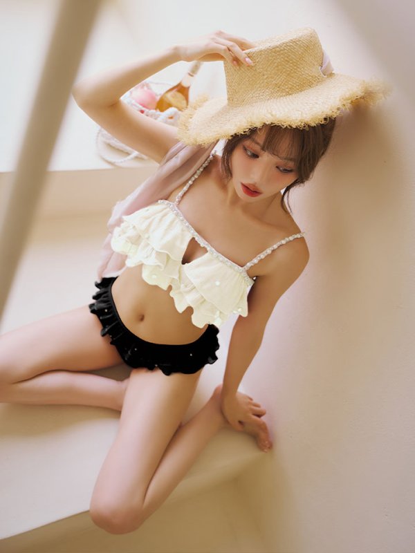 画像5: 【一部予約商品/6月上旬発送予定】【ビキニ】【水着】 ガーリーフリル×ビスチェ セットアップ ビキニ 2点セット[FB01] (5)