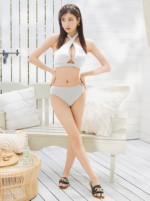 画像6: 【即日発送】【ビキニ】【水着】クロスホルターネックビキニ 2点セット [YMT] (6)