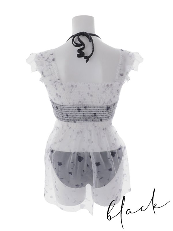 画像35: 【ビキニ】【水着】チュール花柄トップス付きビキニ 3点セット [FB01]【予約 / 6月上旬発送予定】 (35)