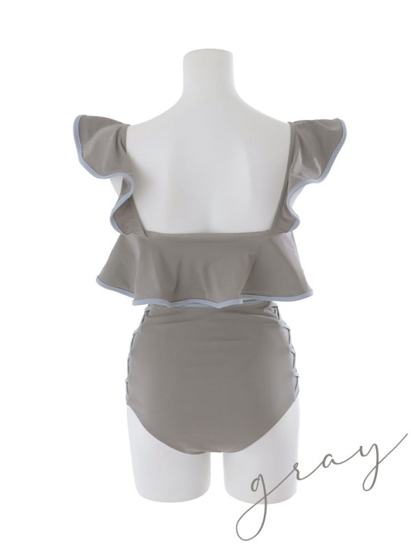 画像25: 【ビキニ】【水着】フリル×バイカラー・ハイウエストビキニ 2点セット 2点セット[FB01]【予約 /6月上旬発送予定】 (25)