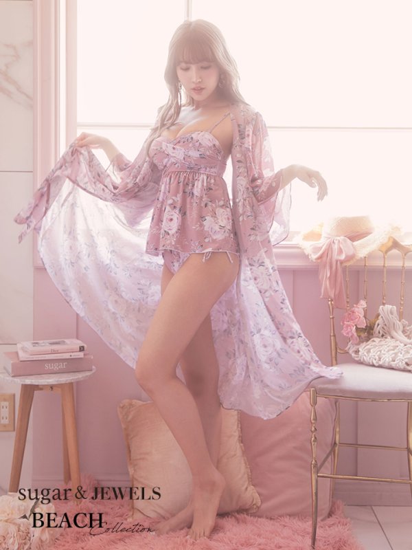 画像3: 【即日発送】【ビキニ】【水着小物：カーディガン】アンティークフラワーカーディガン[FB01] (3)