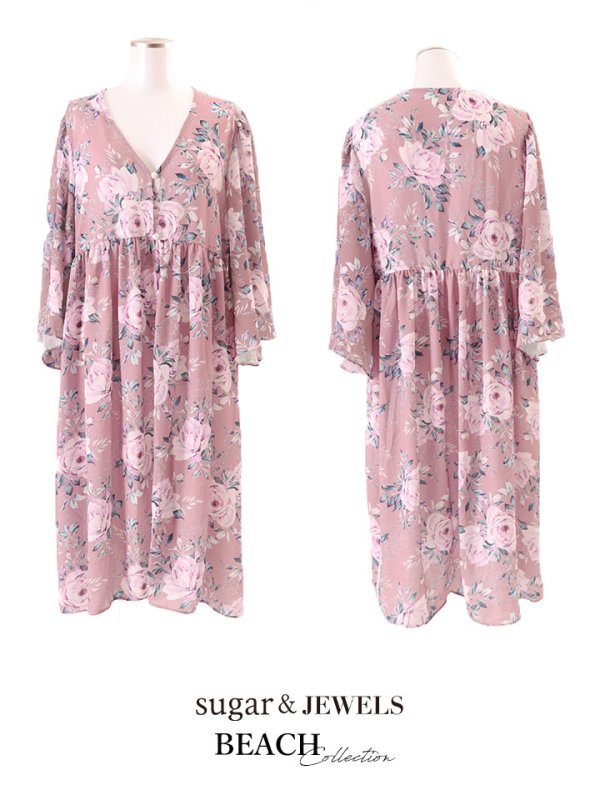 画像4: 【即日発送】【ビキニ】【水着小物：カーディガン】アンティークフラワーカーディガン[FB01] (4)