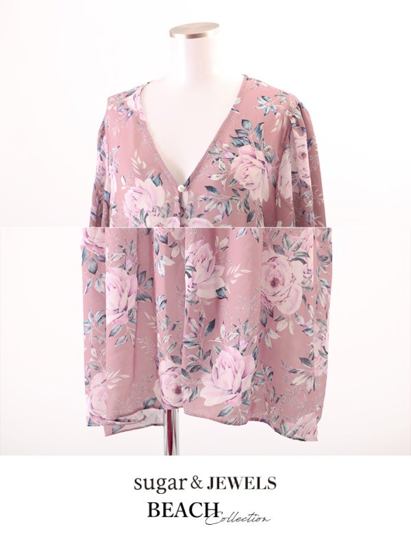 画像5: 【即日発送】【ビキニ】【水着小物：カーディガン】アンティークフラワーカーディガン[FB01] (5)