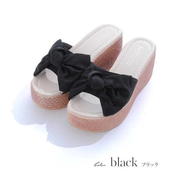 画像4: 【即日発送】【水着小物：ビーチサンダル】ピンクリボンウェッジサンダル[YMT] (4)