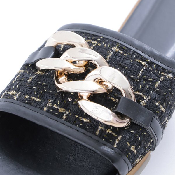 画像6: 【即日発送】【水着小物：ビーチサンダル】ゴールドチェーン付き/ ツイードサンダル[YMT] (6)