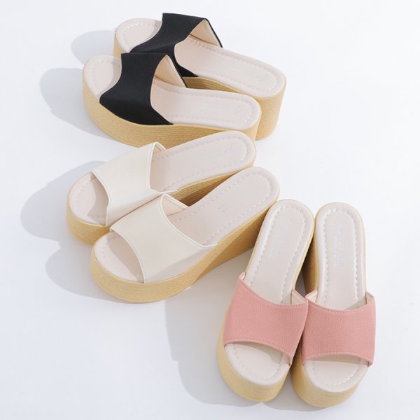 画像3: 【即日発送】【水着小物：ビーチサンダル】シンプルウェッジサンダル[YMT] (3)