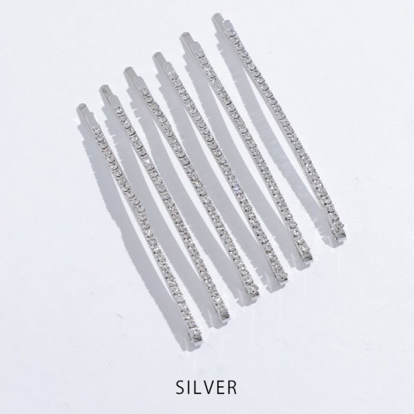 画像2: 【アクセサリー：ヘアアクセ】ビジューシルバーヘアピン【1カラー】[YMT] (2)