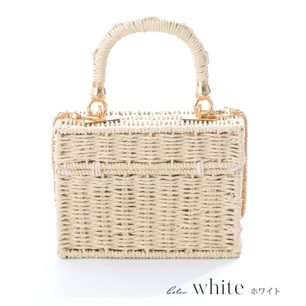 画像10: 【即日発送】【ビキニ】【水着小物：ビーチバッグ】ショルダーチェーン付き/ ランタン編み/ スクエアかごバッグ[YMT] (10)