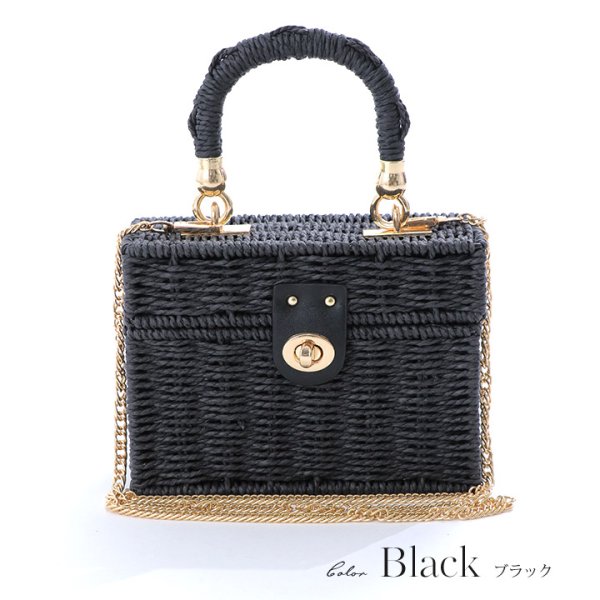 画像5: 【即日発送】【ビキニ】【水着小物：ビーチバッグ】ショルダーチェーン付き/ ランタン編み/ スクエアかごバッグ[YMT] (5)