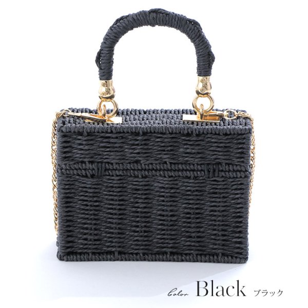 画像6: 【即日発送】【ビキニ】【水着小物：ビーチバッグ】ショルダーチェーン付き/ ランタン編み/ スクエアかごバッグ[YMT] (6)