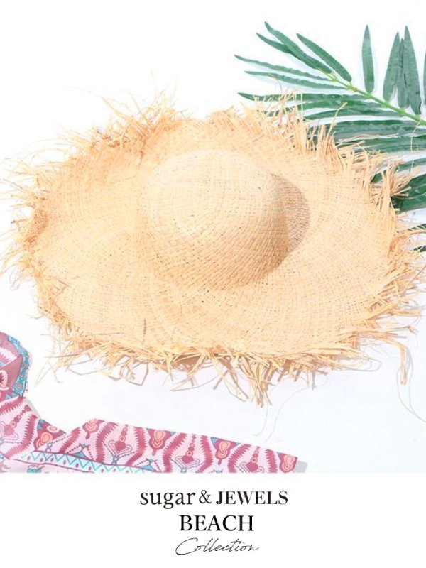 画像9: 【即日発送】【ビキニ】【水着小物：帽子】麦わらフリンジストローハット [YMT] (9)