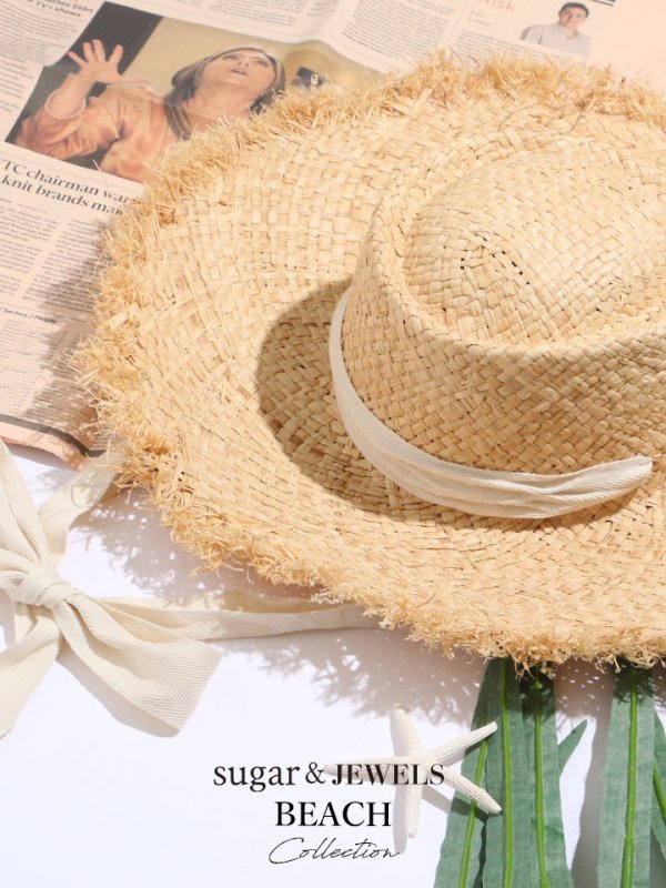 画像4: 【即日発送】【ビキニ】【水着小物：帽子】麦わら帽子 / ハット / 帽子 / リボン  [YMT] (4)