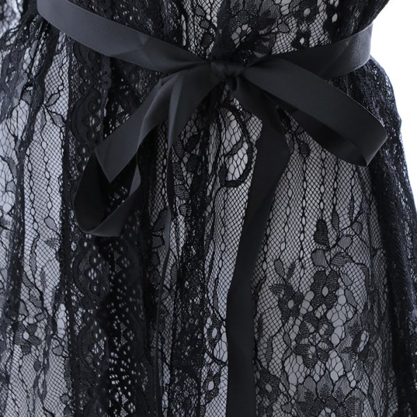 画像5: 【即日発送】【ビキニ】【水着小物：カーディガン】リボン付きロングスリーブレースカーディガン[YMT] (5)