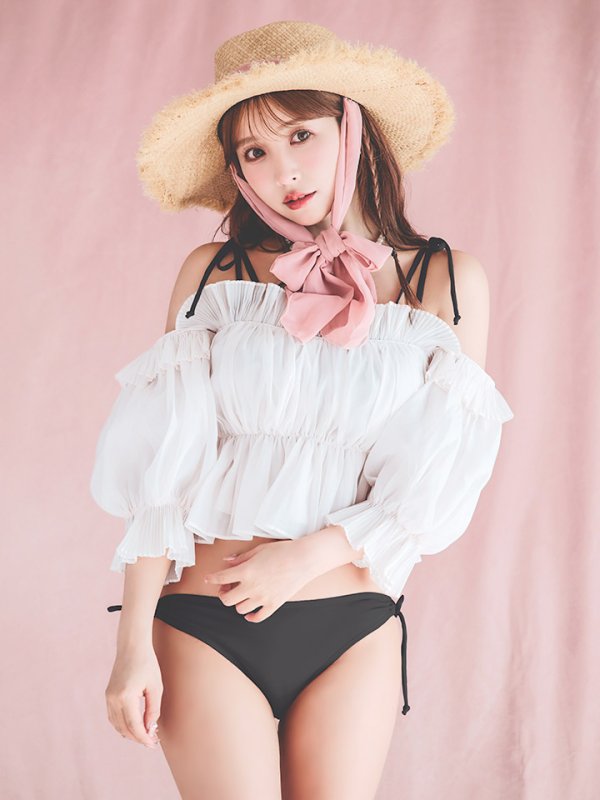 画像8: 【即日発送】【ビキニ】【水着】ショルダー紐シンプルビキニ 2点セット（MG-K018）[YMT] (8)