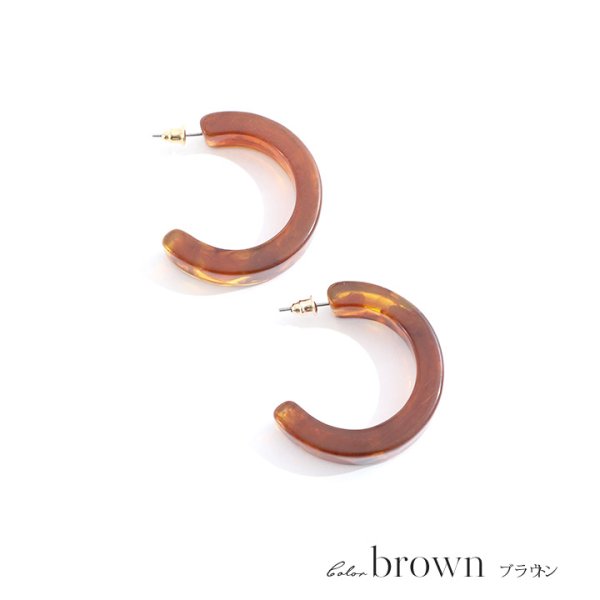 画像3: 【アクセサリー：ピアス】【水着小物：アクセサリー】べっ甲フープピアス/2カラー[OF02] (3)