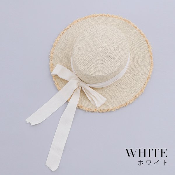 画像2: 【即日発送】【浴衣小物：麦わら帽子】リボン付きストローハット[OF04] (2)