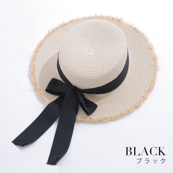画像5: 【即日発送】【浴衣小物：麦わら帽子】リボン付きストローハット[OF04] (5)