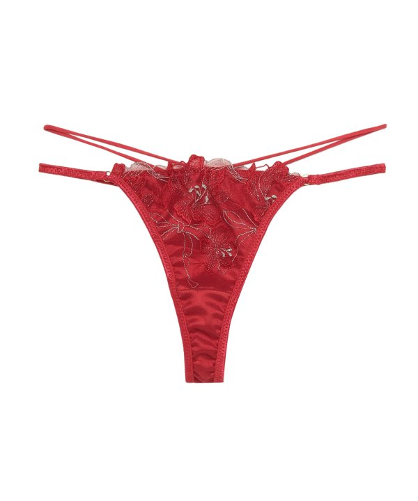 エミリー エンブロイダリーレース Tバック：レッド