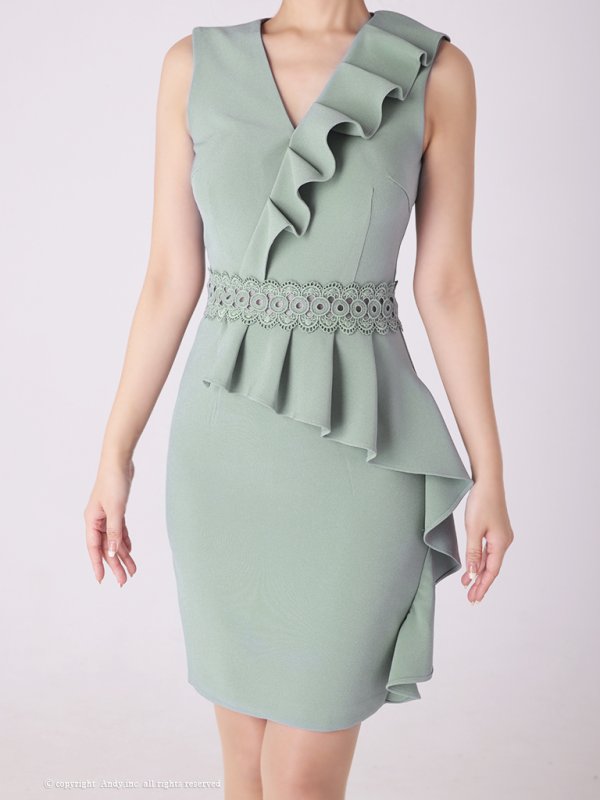 画像23: 【ANDY/アンディ】ペプラム/ フリル/ ワンカラー/ レース切り替え/ ノースリーブ/ タイト/ ミニドレス/ キャバドレス[OF05] (23)