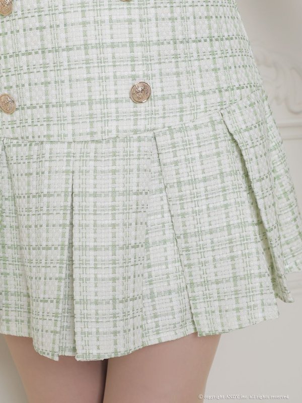 画像7: 【an ANDY Fashion Press 13 COLLECTION 01】チェックツイード/ ジャケット風/ ノースリーブ/ ラインデザイン/ セットアップ/ Aライン/ フレア/ プリーツ/ ミニドレス/ キャバドレス[OF05] (7)