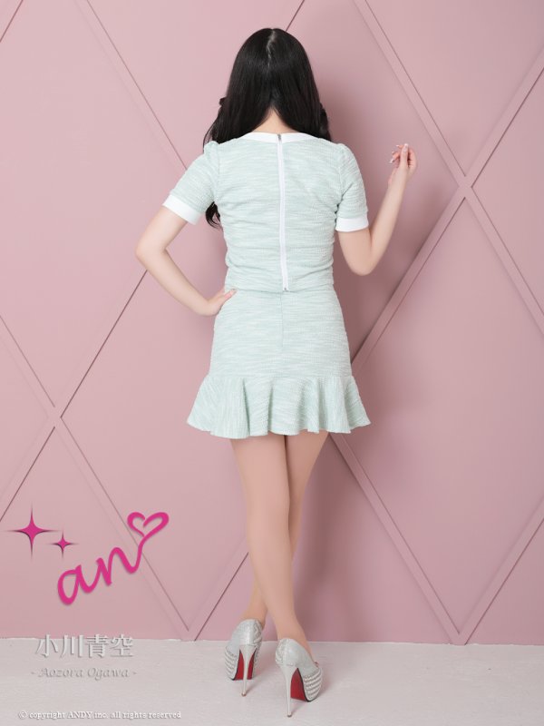 画像31: XSサイズあり【an/アン】ストレッチ/ ツイード/ パイピング/ バイカラー/ ボタン/ フレア/ 裾フリル/ セットアップ/ ミニドレス/ キャバドレス[OF05] (31)