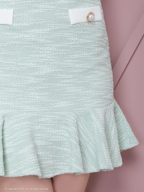 画像34: XSサイズあり【an/アン】ストレッチ/ ツイード/ パイピング/ バイカラー/ ボタン/ フレア/ 裾フリル/ セットアップ/ ミニドレス/ キャバドレス[OF05] (34)