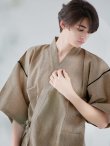 画像3: 【即日発送】【メンズ甚平】ベージュ甚平【甚平・下駄セット】[YMT] (3)