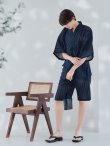 画像8: 【即日発送】【メンズ甚平】ネイビー地に白縞模様甚平  【甚平・下駄セット】[YMT] (8)