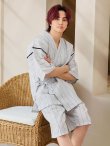 画像11: 【即日発送】【メンズ甚平】白地に黒縞模様甚平【甚平・帯・下駄セット】  [YMT] (11)