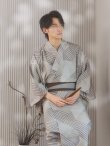 画像10: 【即日発送！】【メンズ浴衣】ベージュ幾何学的模様浴衣【浴衣・帯・下駄セット】OBI-MS-002-wk-4-WR [YMT] (10)