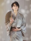 画像7: 【即日発送！】【メンズ浴衣】ベージュ幾何学的模様浴衣【浴衣・帯・下駄セット】OBI-MS-002-wk-4-WR [YMT] (7)