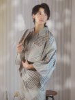 画像8: 【即日発送！】【メンズ浴衣】ベージュ幾何学的模様浴衣【浴衣・帯・下駄セット】OBI-MS-002-wk-4-WR [YMT] (8)