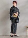画像2: 【即日発送！】【メンズ浴衣】ブラック×シンプル金魚浴衣【浴衣・帯・下駄セット】 OBI-MS-003-wk-5-Y [YMT] (2)