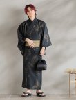 画像4: 【即日発送！】【メンズ浴衣】ブラック×シンプル金魚浴衣【浴衣・帯・下駄セット】 OBI-MS-003-wk-5-Y [YMT] (4)