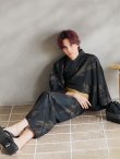 画像9: 【即日発送！】【メンズ浴衣】ブラック×シンプル金魚浴衣【浴衣・帯・下駄セット】 OBI-MS-003-wk-5-Y [YMT] (9)