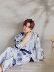 画像17: 【即日発送！】【メンズ浴衣】ブルー絞り柄タイダイ浴衣【浴衣・帯・下駄セット】 OBI-MS-002-wk-1-BL [YMT] (17)