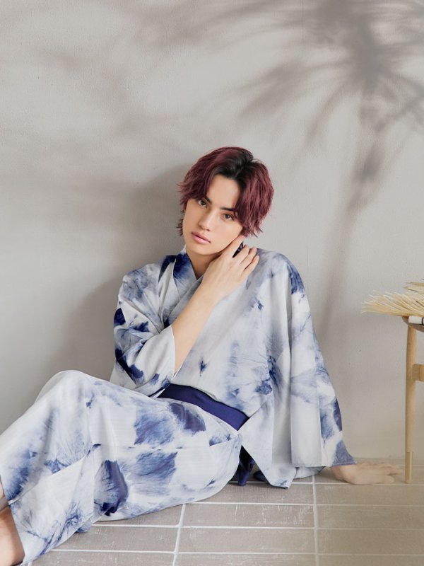 画像17: 【即日発送！】【メンズ浴衣】ブルー絞り柄タイダイ浴衣【浴衣３点セット 浴衣/帯/下駄】[YMT] (17)