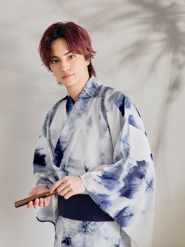 画像3: 【即日発送！】【メンズ浴衣】ブルー絞り柄タイダイ浴衣【浴衣３点セット 浴衣/帯/下駄】[YMT] (3)