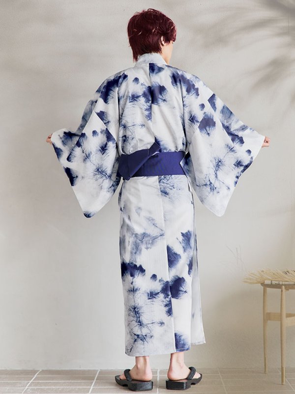 画像21: 【即日発送！】【メンズ浴衣】ブルー絞り柄タイダイ浴衣【浴衣３点セット 浴衣/帯/下駄】[YMT] (21)