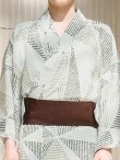 画像15: 【即日発送！】【メンズ浴衣】カーキグリーン幾何学的模様浴衣【浴衣・帯・下駄セット】 OBI-MS-002-wk-4-WR [YMT] (15)