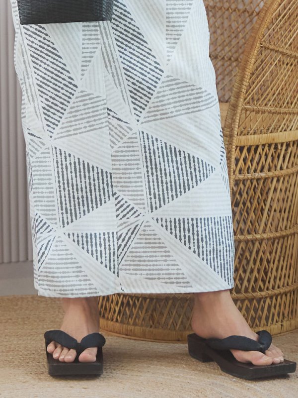 画像14: 【即日発送！】【メンズ浴衣】カーキグリーン幾何学的模様浴衣【浴衣３点セット 浴衣/帯/下駄】[YMT] (14)