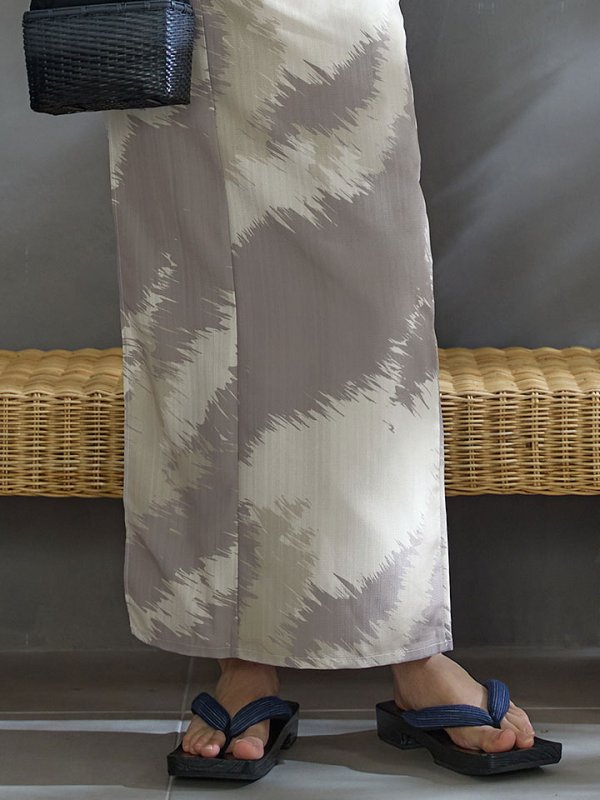 画像18: 【即日発送！】【メンズ浴衣】グレージュモザイク柄浴衣【浴衣３点セット 浴衣/帯/下駄】[YMT] (18)